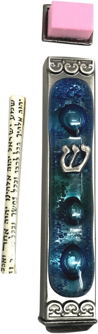 Tamara Baskin Art Glass Mediterranean Sea Mezuzah