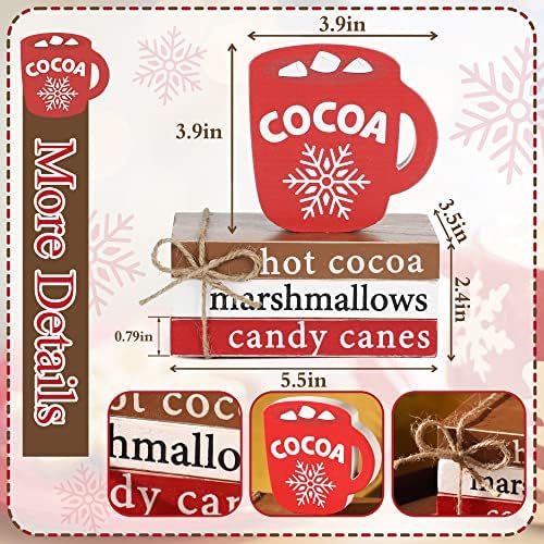 Hot Cocoa Wood Book Stack for Christmas Decor