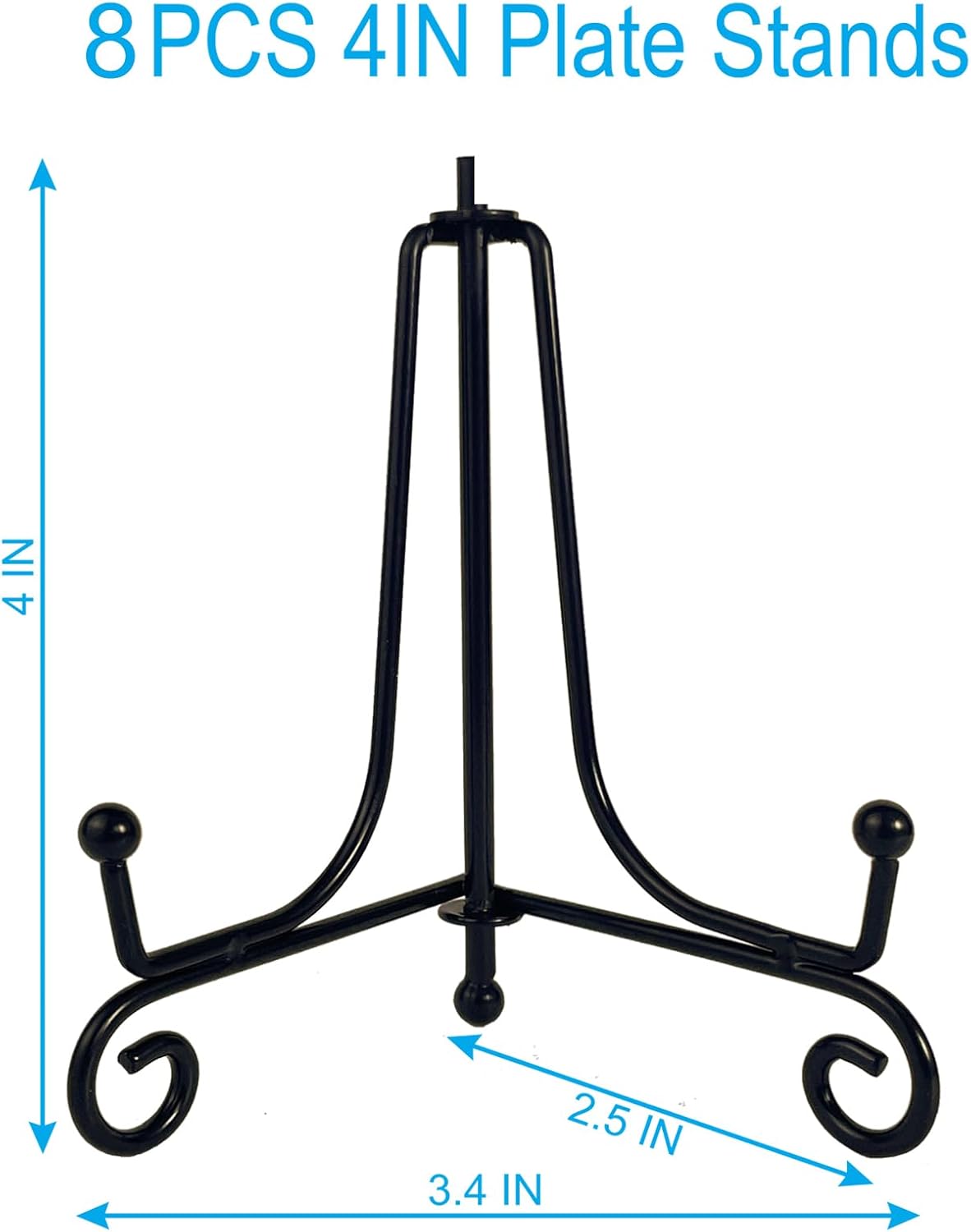 8PCS Premium Black Iron Plate Stands for Display 4 Inch