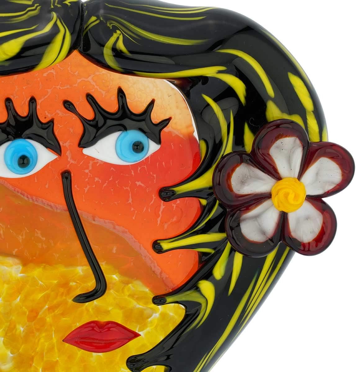 Glass Of Venice Picasso Head of A Woman with Flower Sculpture