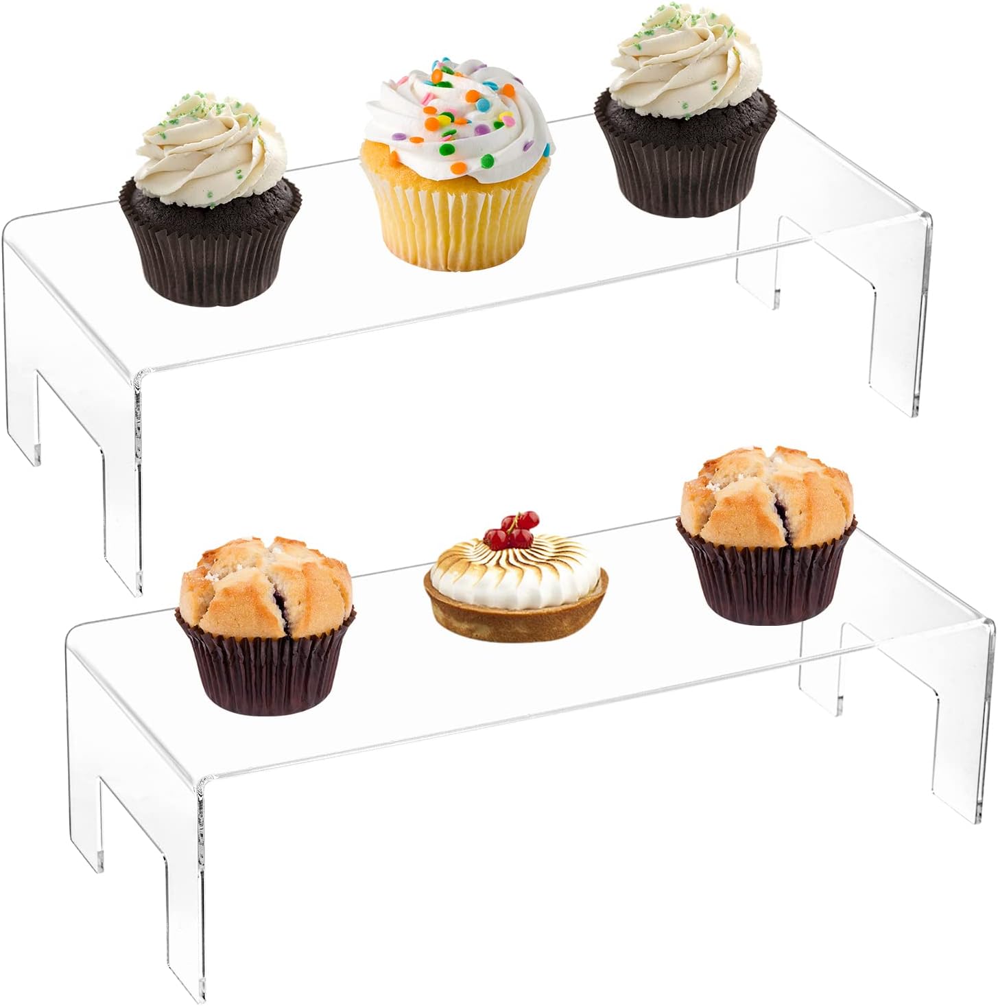 Frcctre 2 Pack Acrylic Display Risers for Dessert and Toys
