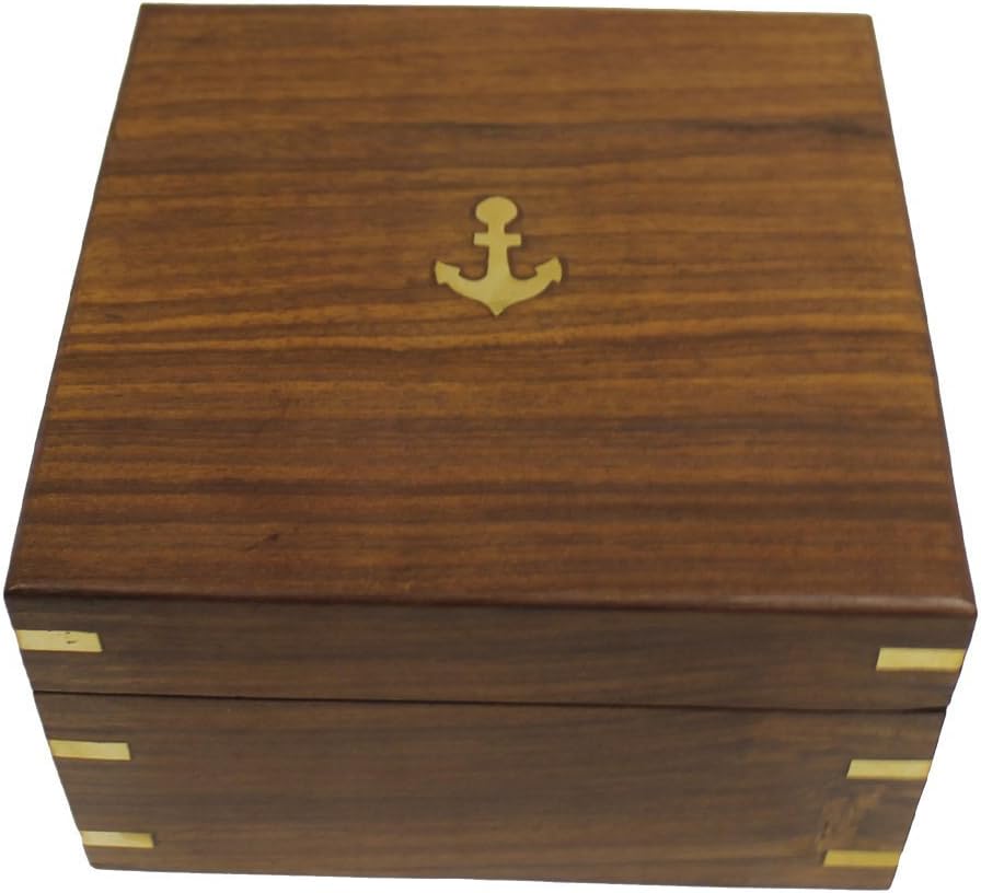 8 Nautical Brass Sextant with Wooden Box