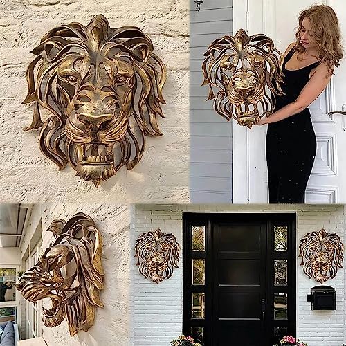 LEVDRO Gold Lion Head Wall Sculpture 2Pcs