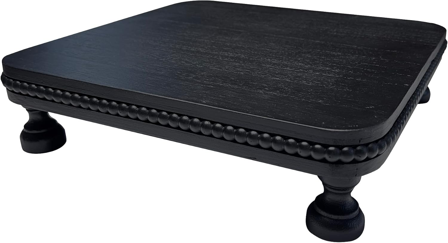 Farmhouse Display Wood Riser with Black Beaded Pedestal