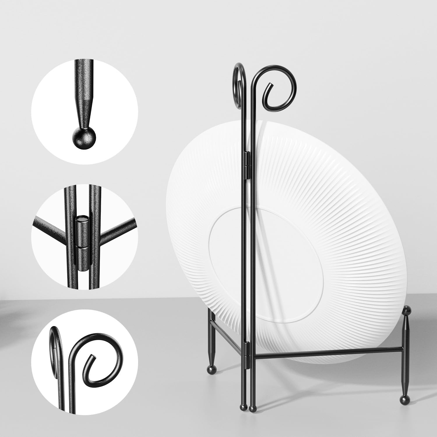 Black Iron Plate Stand for Display 8 Inch 1 Pack