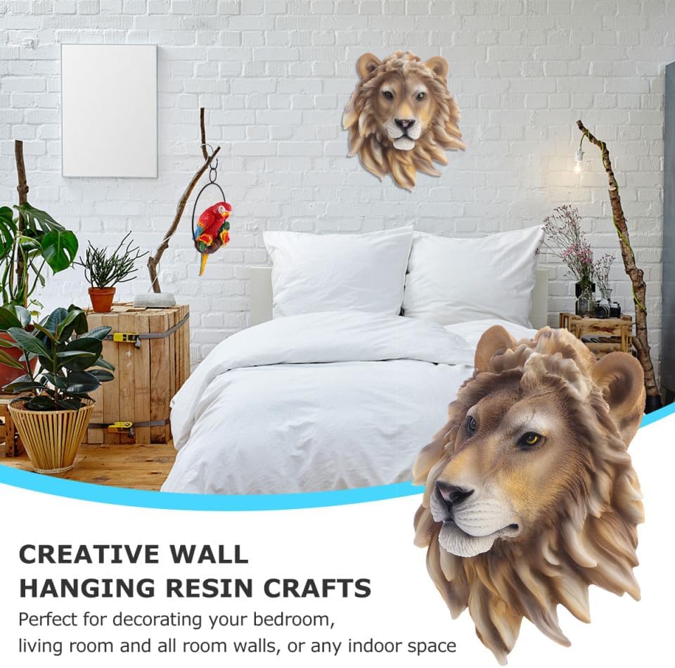 ULTNICE Rustic Resin Lion Head Wall Hanging Decor