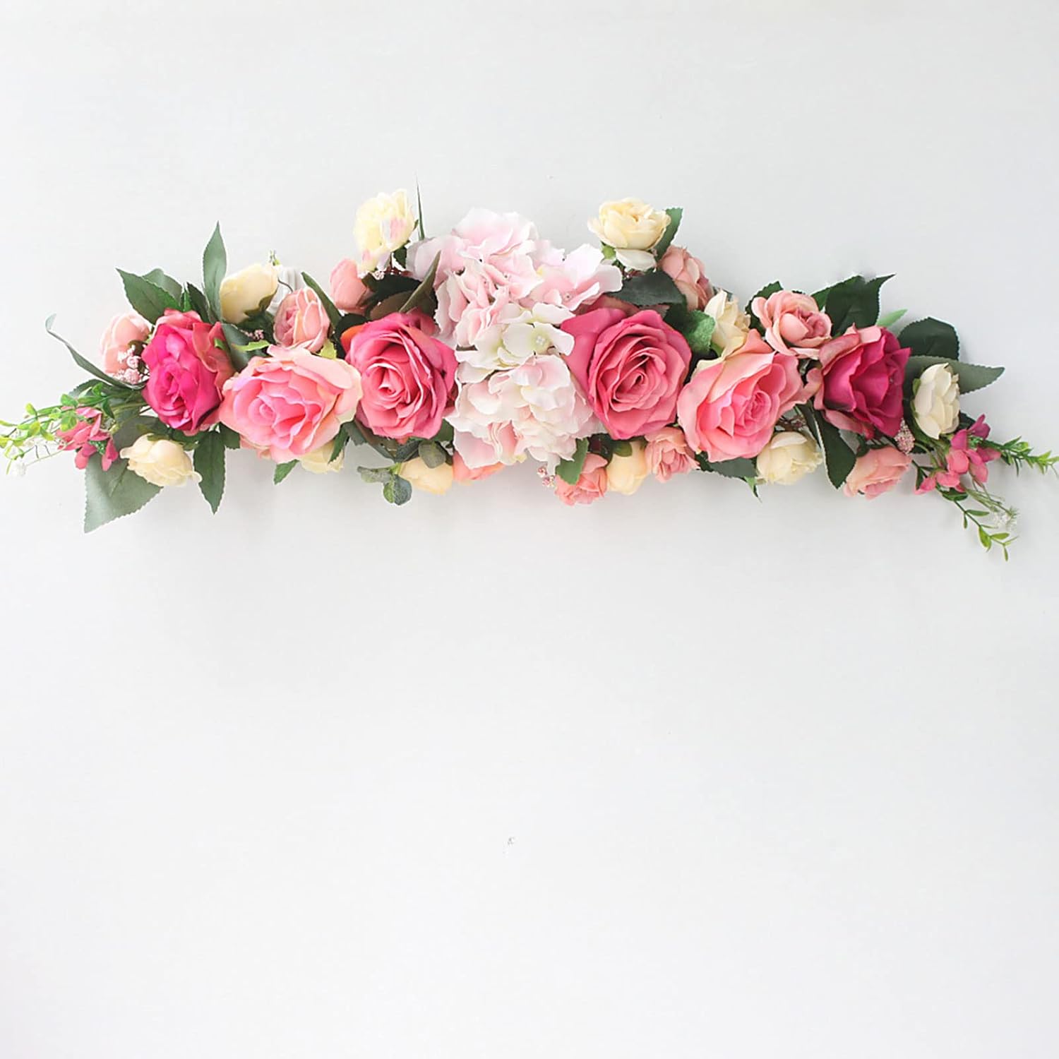 26in Artificial Rose Flower Swag with Green Leaves
