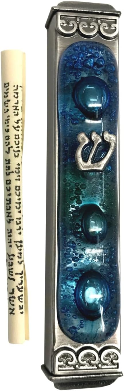 Tamara Baskin Art Glass Mediterranean Sea Mezuzah