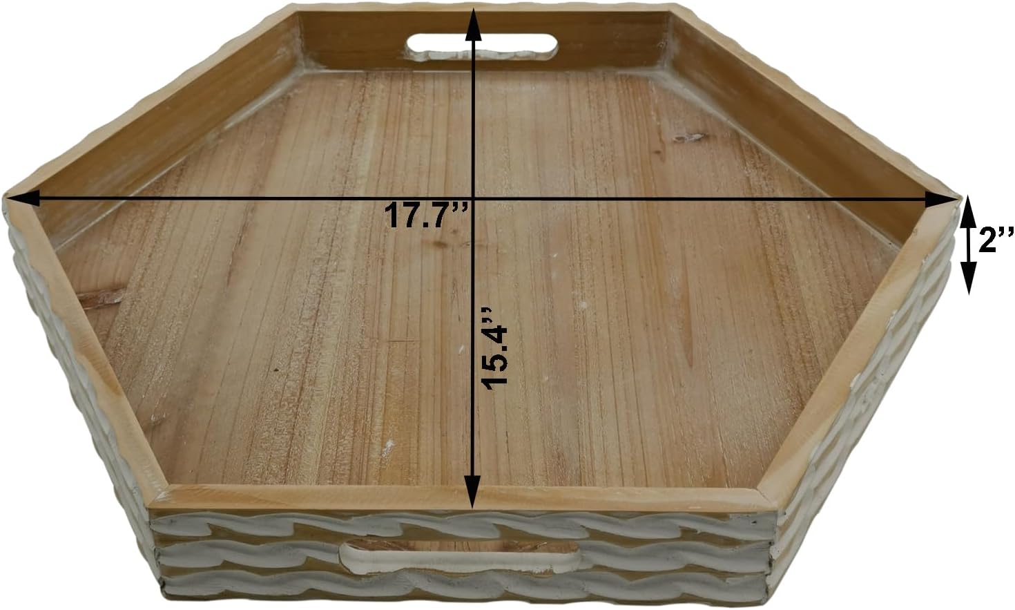 Farmhouse Wood Decorative Tray with Carving