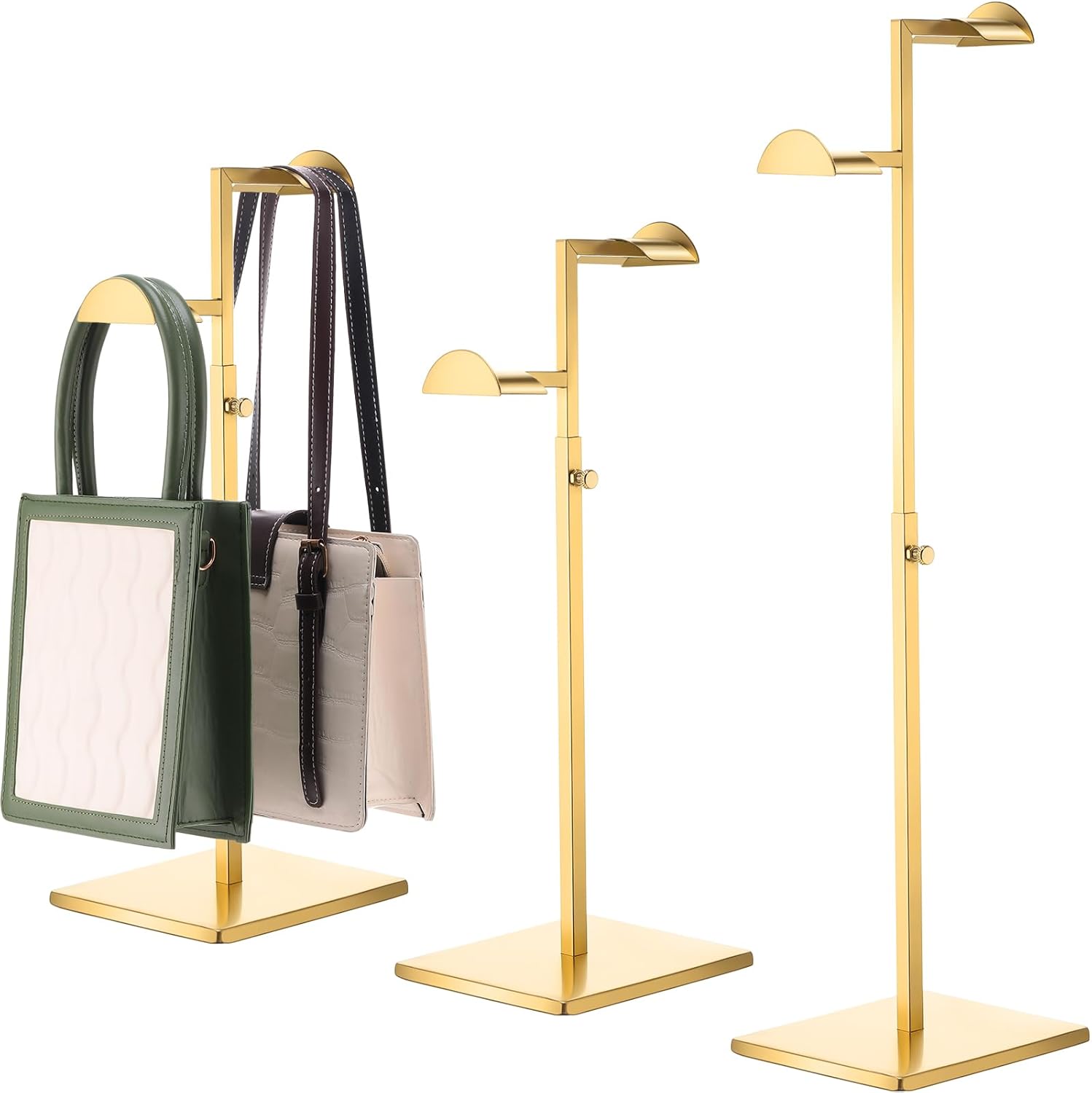 Stainless Steel Double Hook Display Stand for Handbags and Jewelry