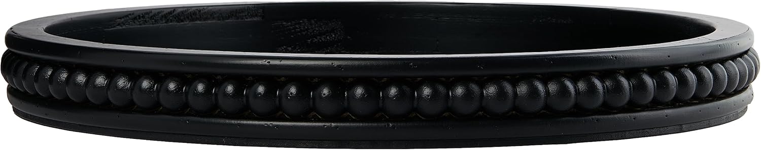 Creative Co-Op Decorative Wood Tray with Hobnail Edge Black