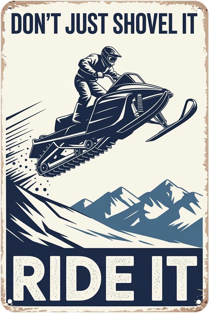 Snowmobile Ride Metal Tin Sign 8x12
