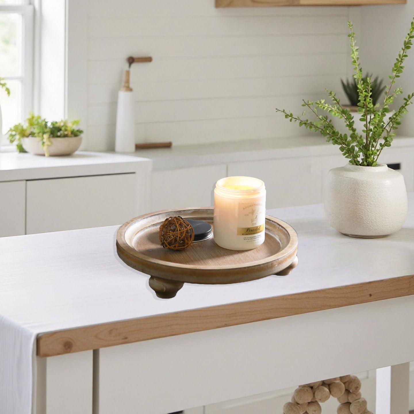 SOFE 10 Inch Round Wooden Serving Tray