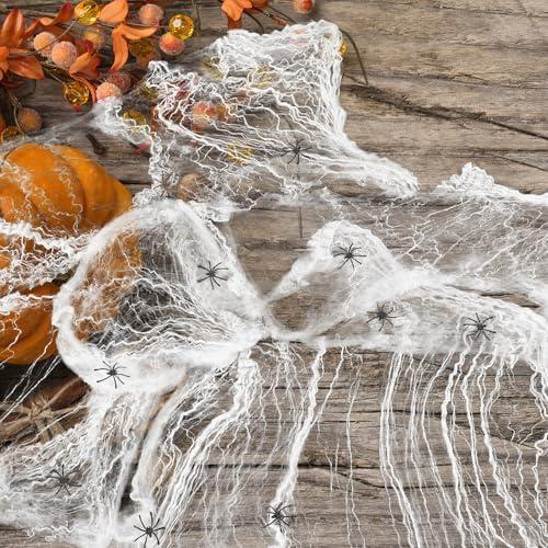 CIMAXIC 4 Pack Fake Spider Webs for Halloween