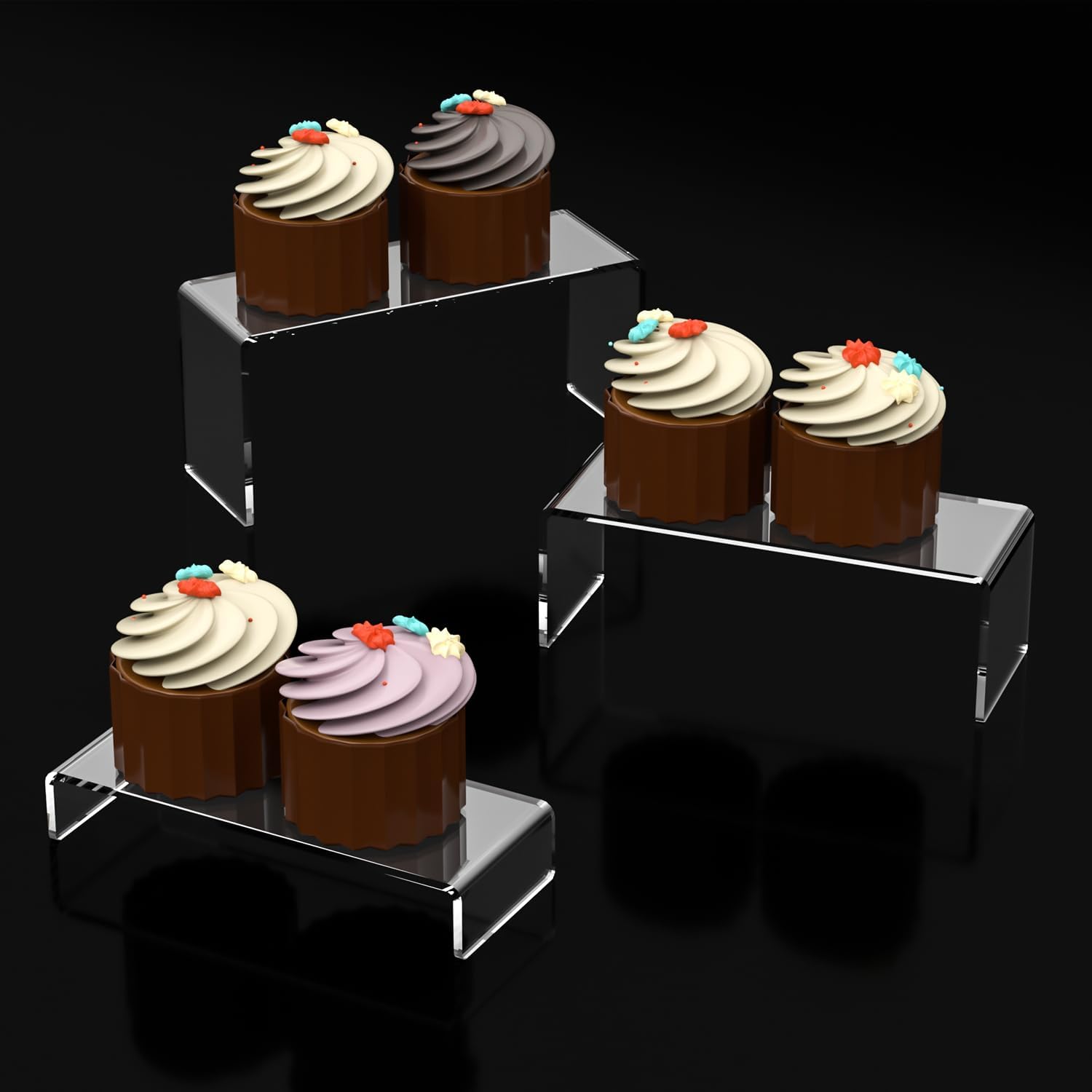 Ouskr 6 Pcs Clear Acrylic Display Risers for Shelf