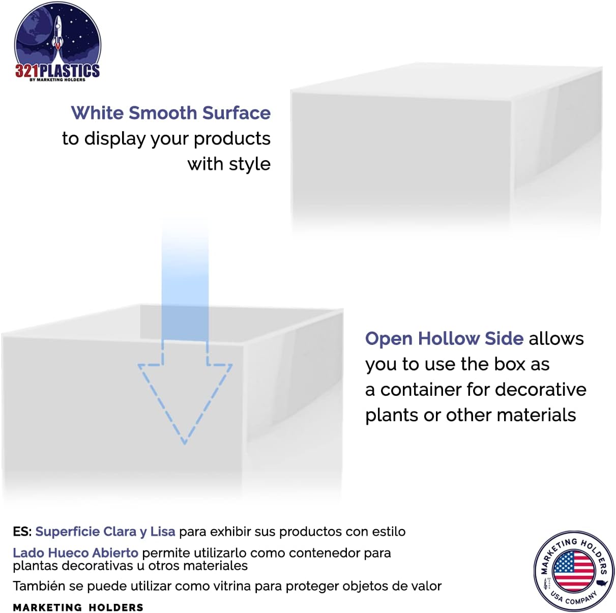 4 Pack White Acrylic Display Box Tall 12x12x24