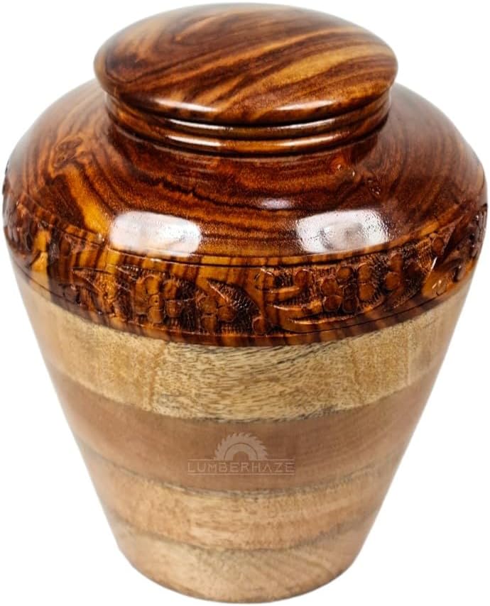 Handmade Premium Wood Fractal Burn Keepsake Urn Large 200Cu