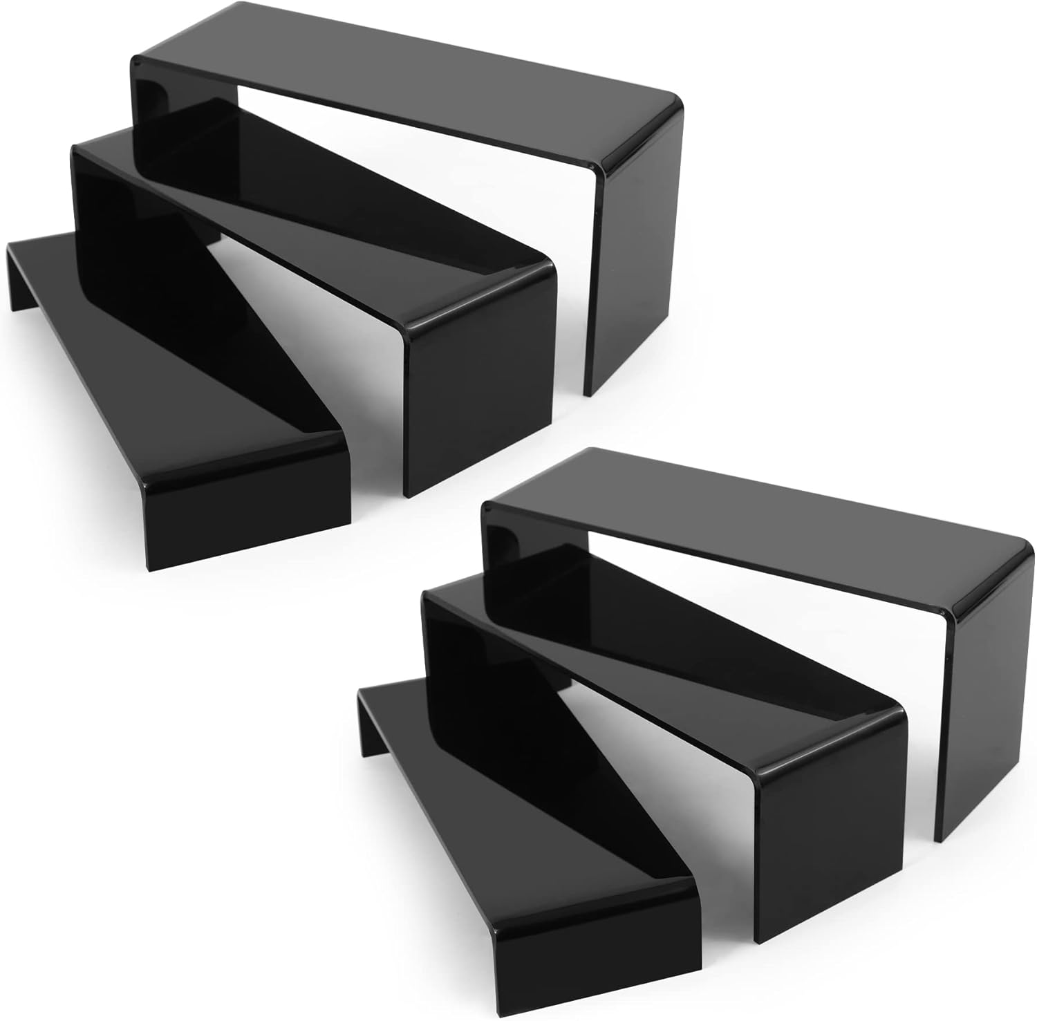Goabroa Black Acrylic Display Risers 3 Tier 2 Set