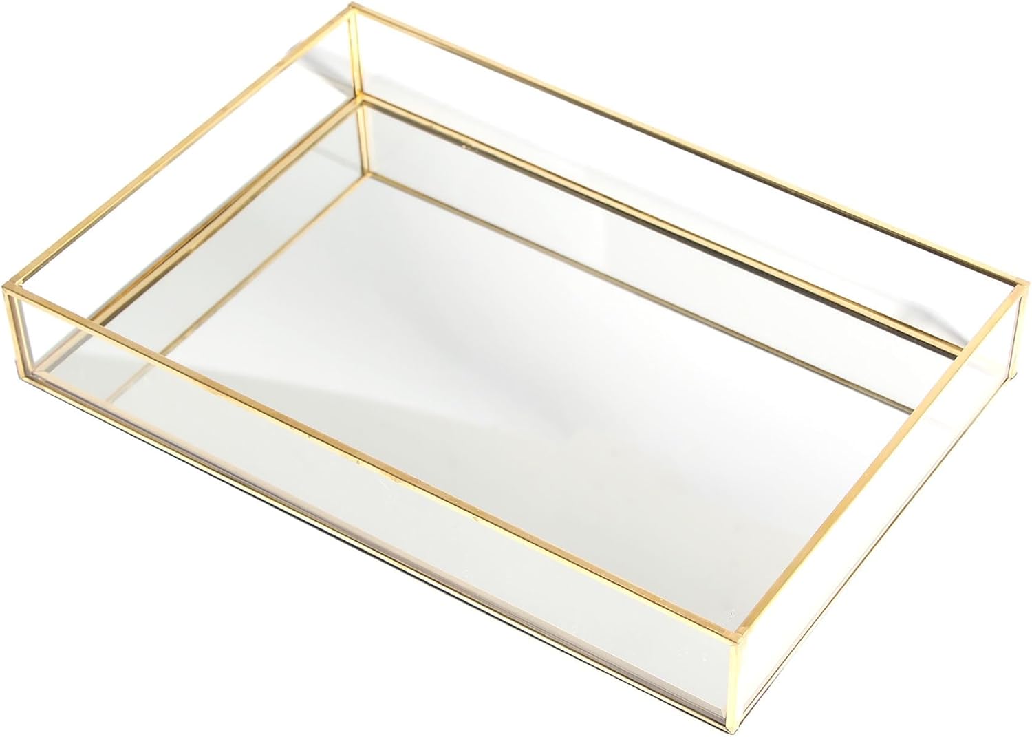 Feyarl Gold Glass Perfume Tray Vanity Decor