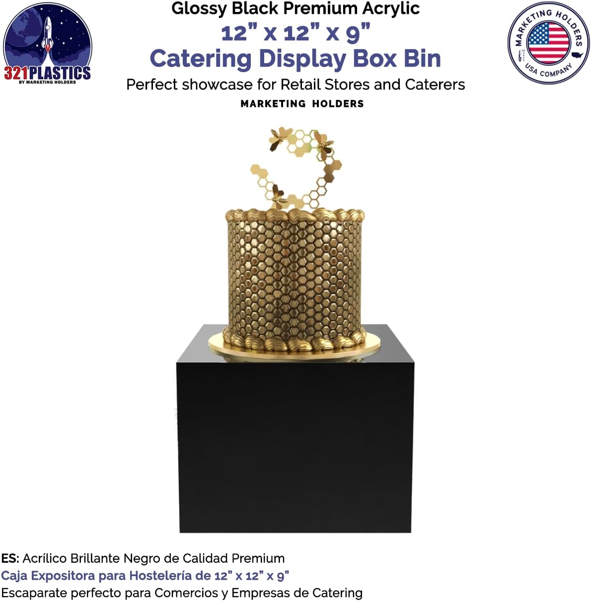 Black Acrylic Retail Display Box 12x12x9
