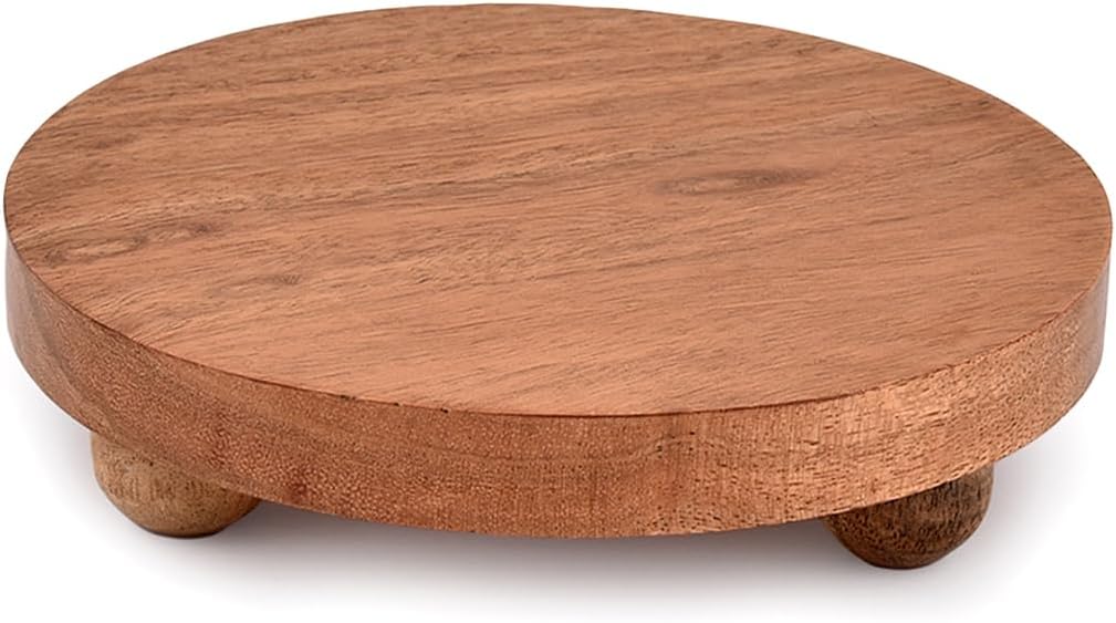 NIRMAN Round Acacia Wood Display Stand Set of 2