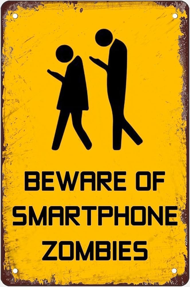 Smartphone Zombies Tin Sign 8x12inch Retro Decor