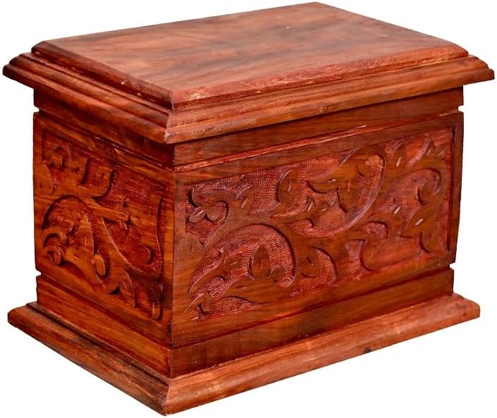 Handcarved Wooden Cremation Urn for Adult Ashes