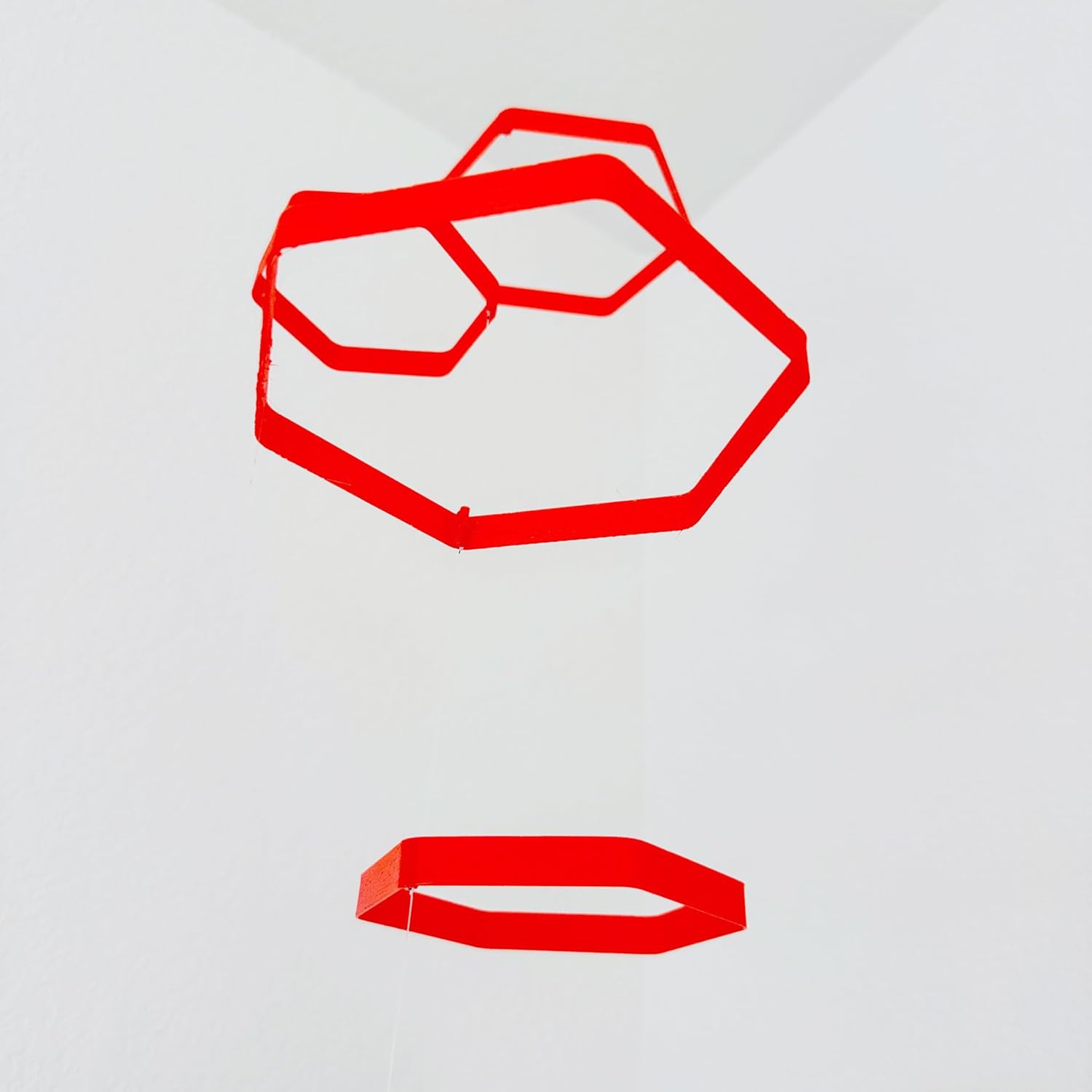 Hex Hanging Mobile Customizable Modern Art in Vibrant Red