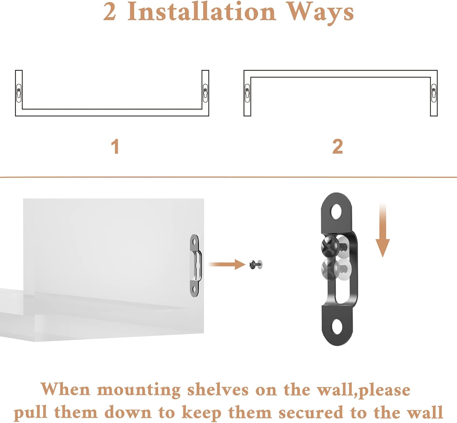 SRIWATANA White Floating Wall Shelves Solid Wood