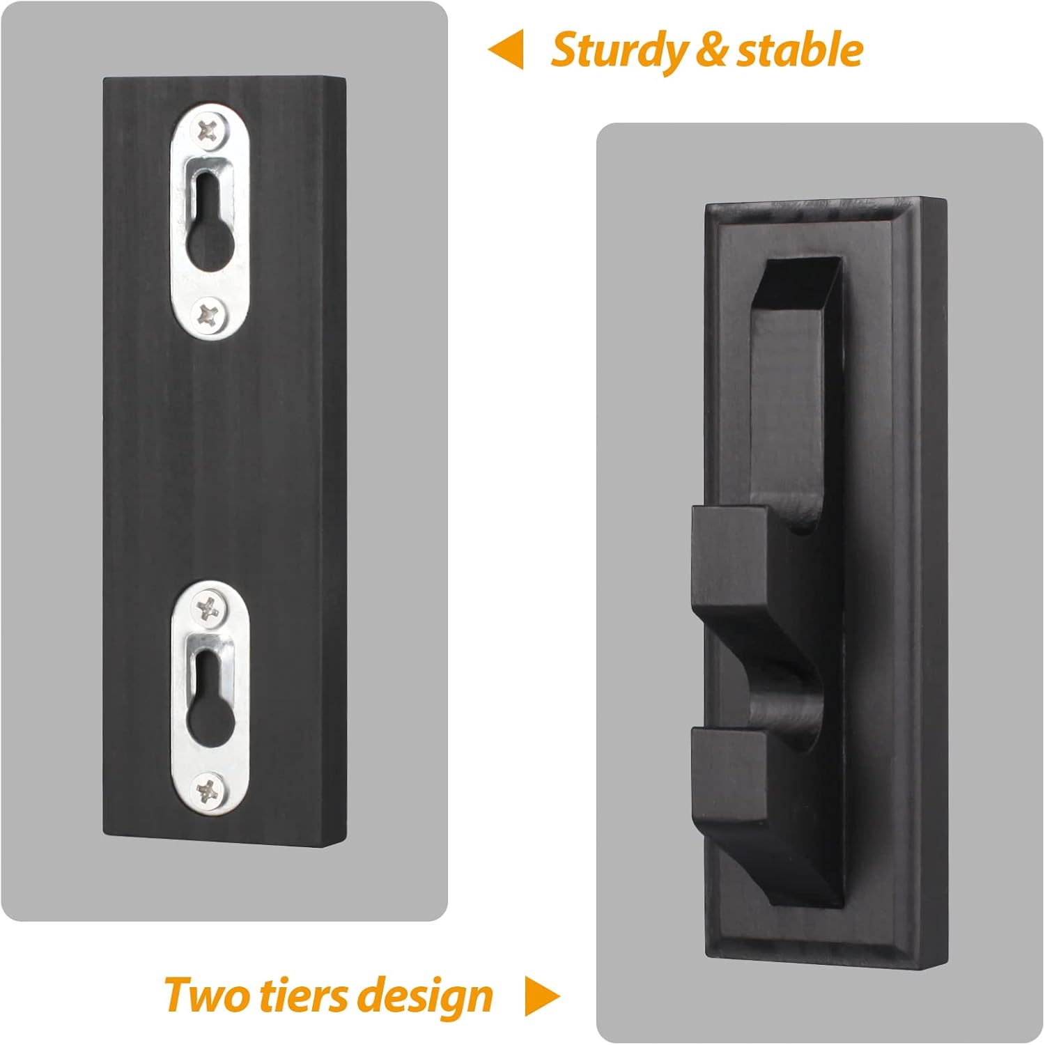 Wooden Wand Holder 2 Tier Black Wall Mount