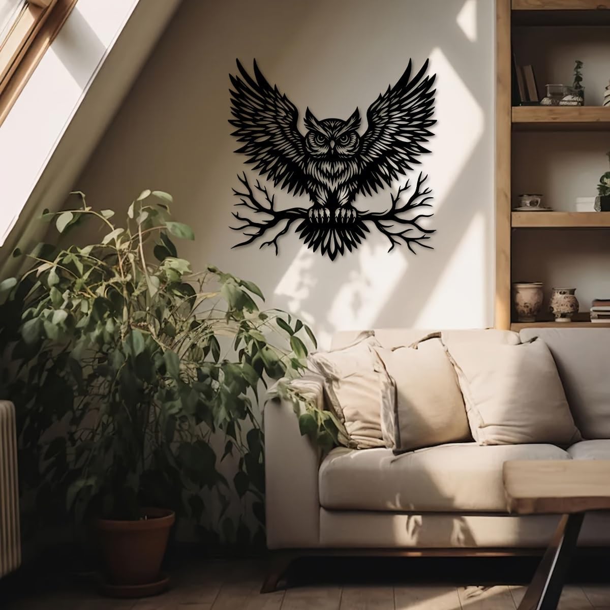 Black Metal Owl Wall Art Modern Wall Decor