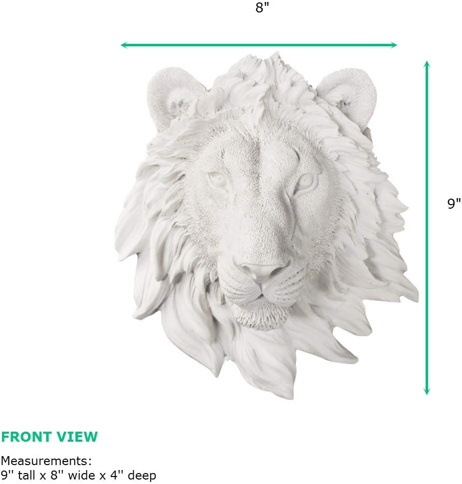 WALL CHARMERS Mini White Faux Lion Head Wall Decor