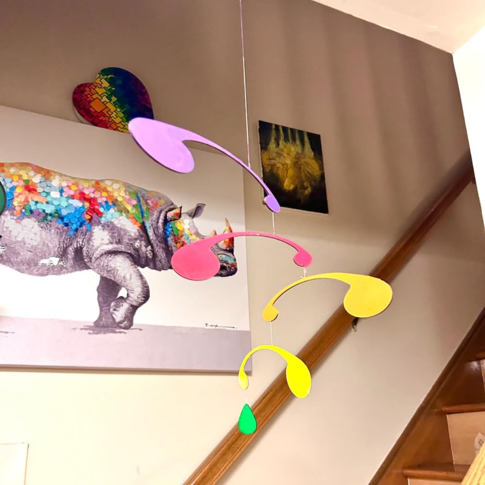 Modern Art Hanging Mobile Painted Wood