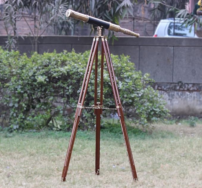 Antique Telescope with Tripod for Home Office Decor