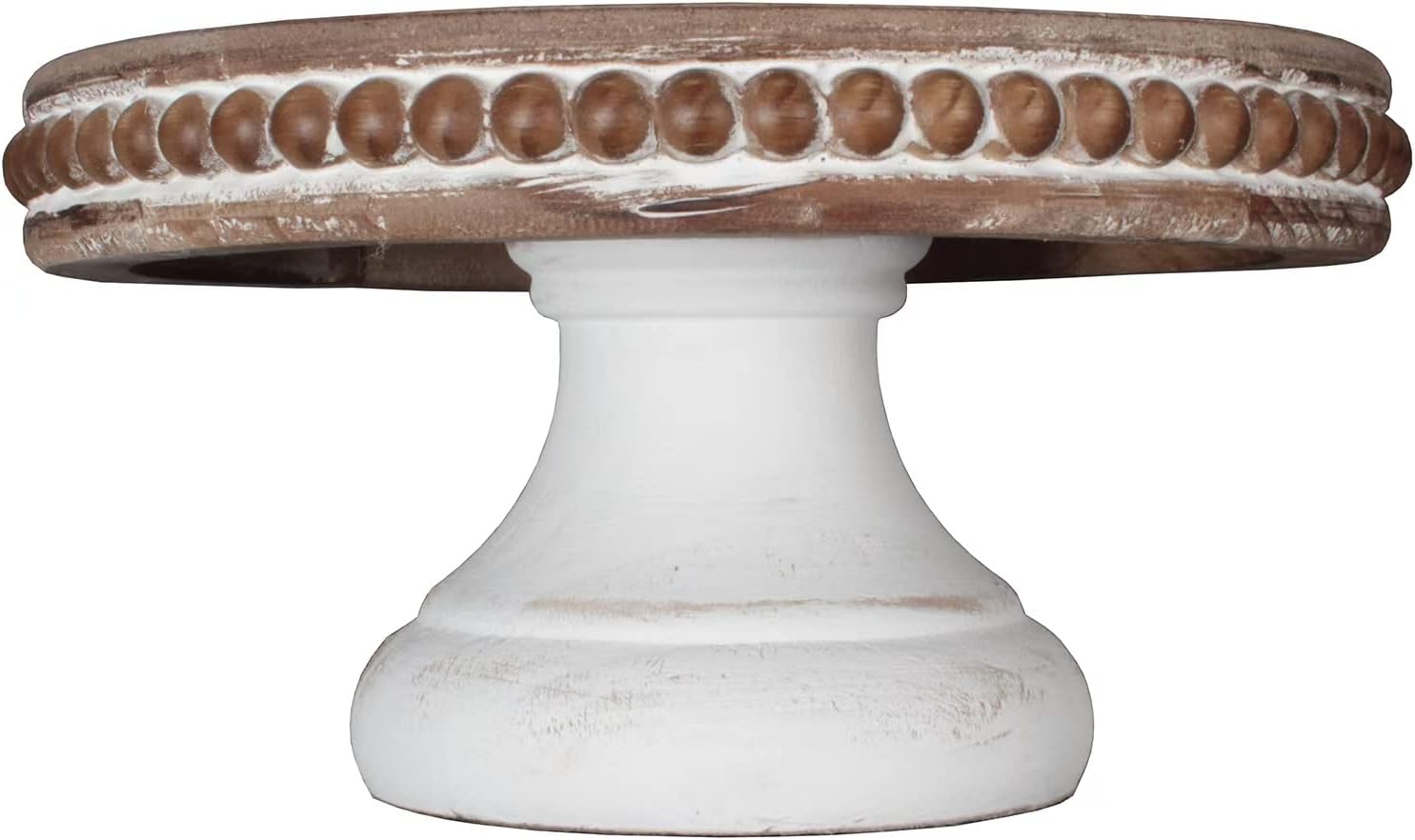 White Wash Round Wood Riser Display Stand for Decor