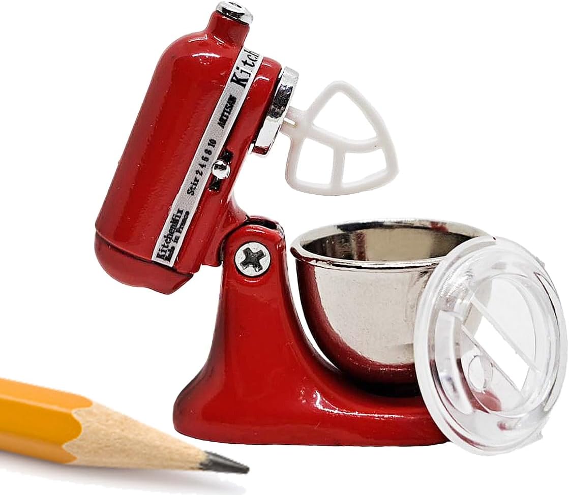 ChangThai Design Tiny 1 Inch High Red Bread Dough Mixer Figurine