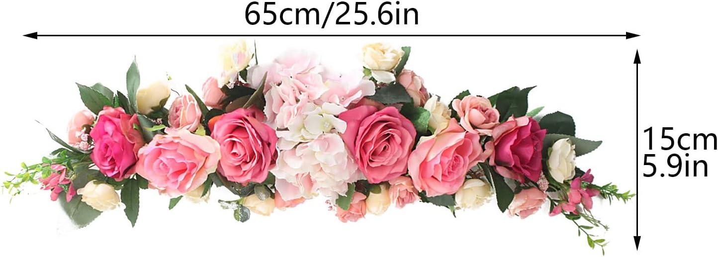 26in Artificial Rose Flower Swag with Green Leaves