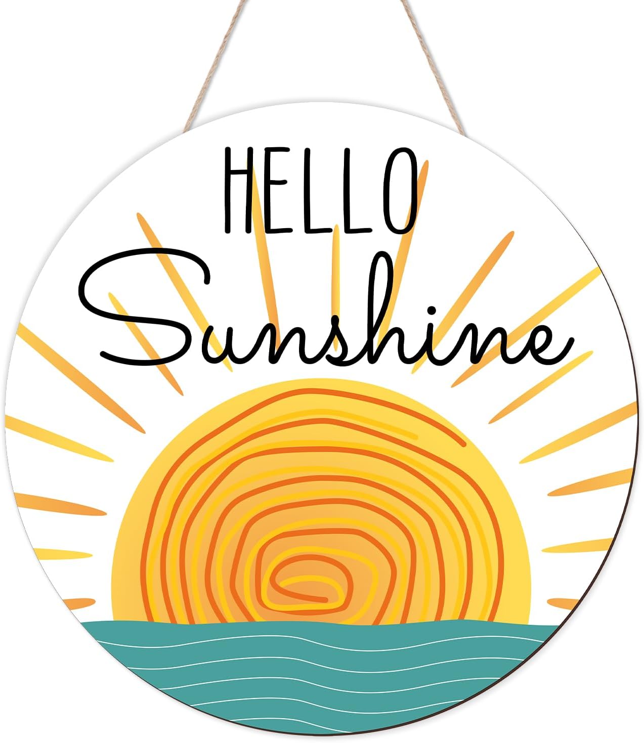 Hello Sunshine Wooden Door Hanging Sign for Summer