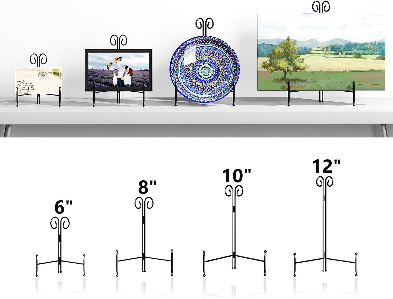 Black Iron Plate Stand for Display 8 Inch 1 Pack