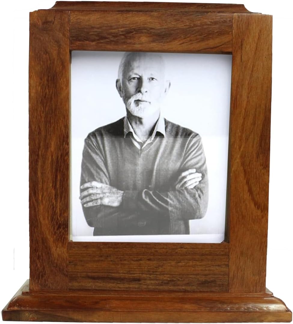 Elegant Handcrafted Rosewood Cremation Urn with Photo Frame