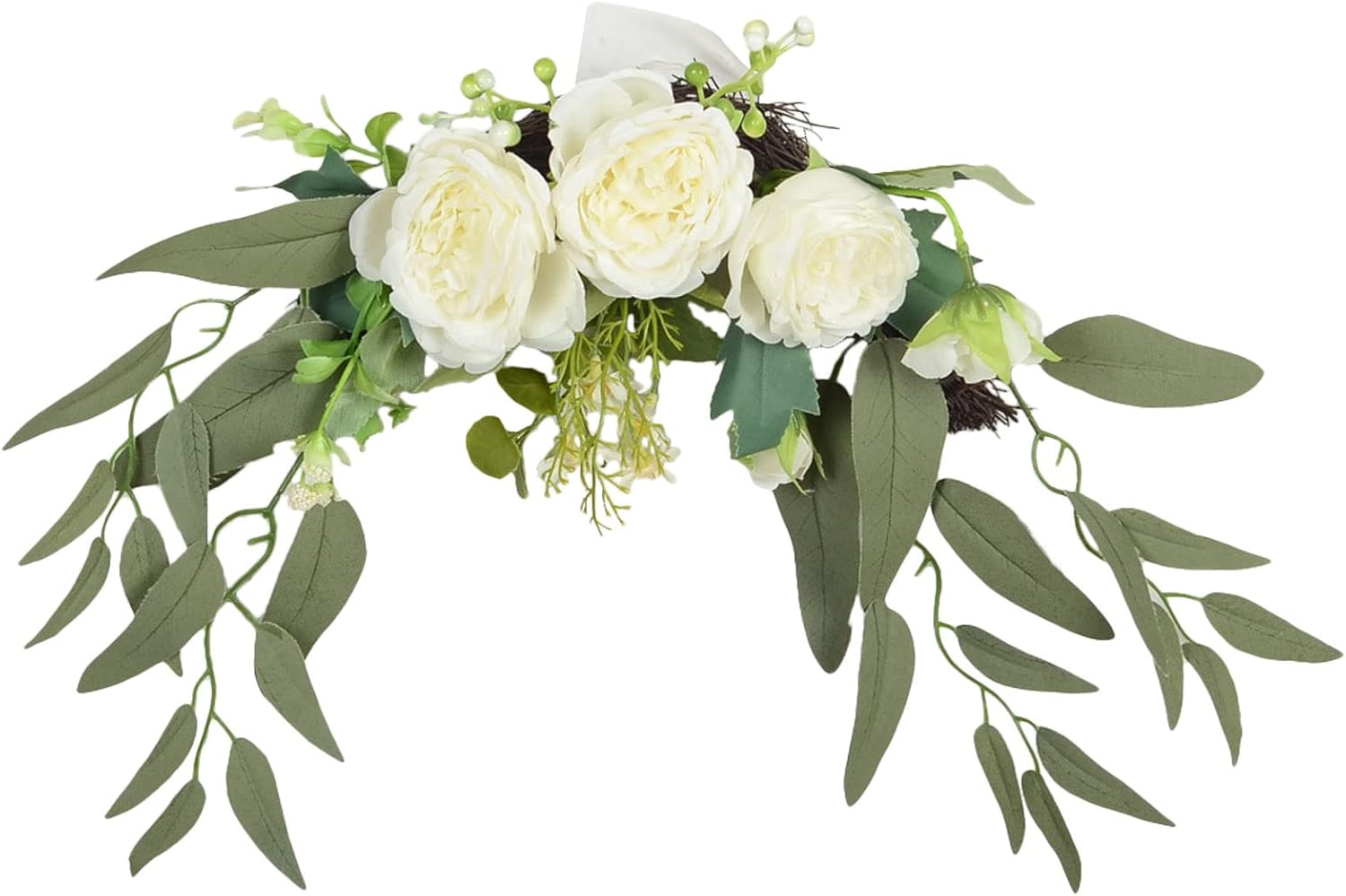 MOTUZP 157 Inch White Floral Swag Door Decor