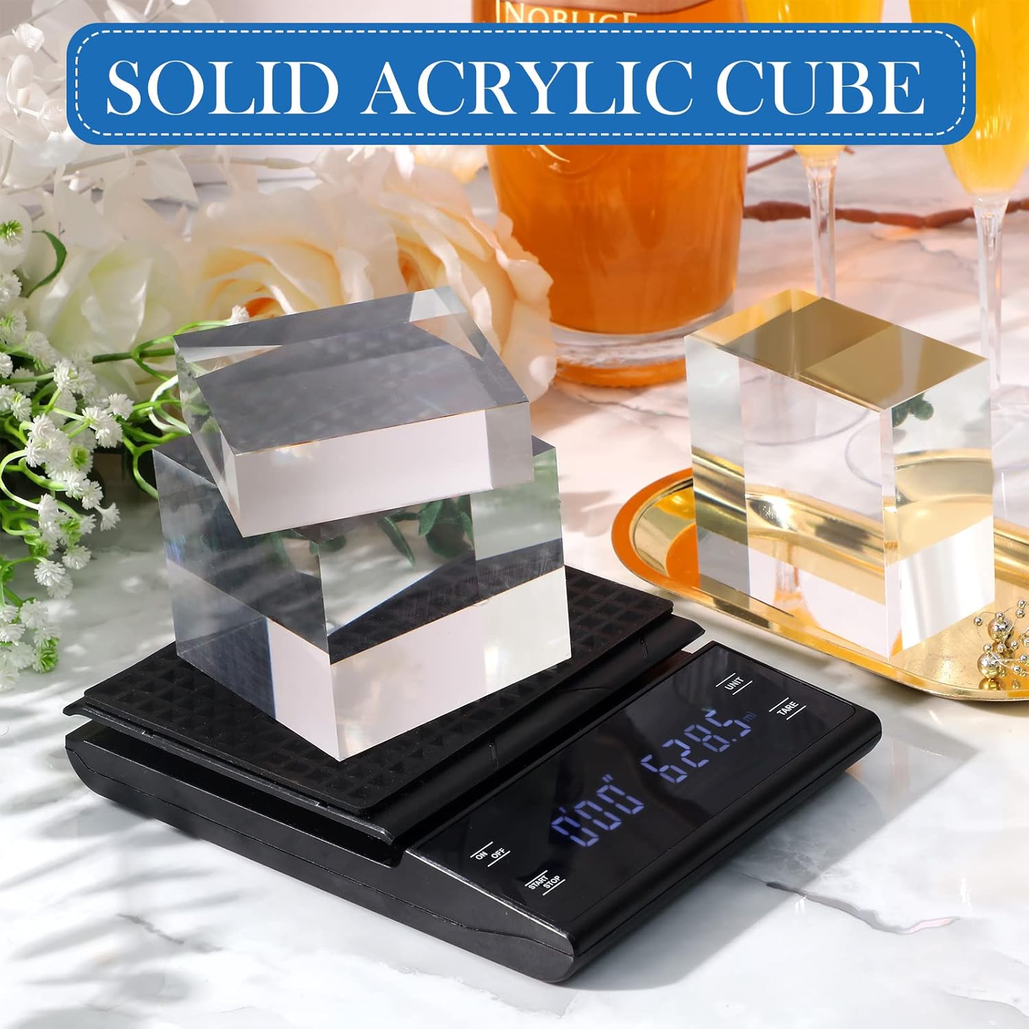 Geelin 3 Pcs Acrylic Square Display Blocks for Jewelry Perfume Collection