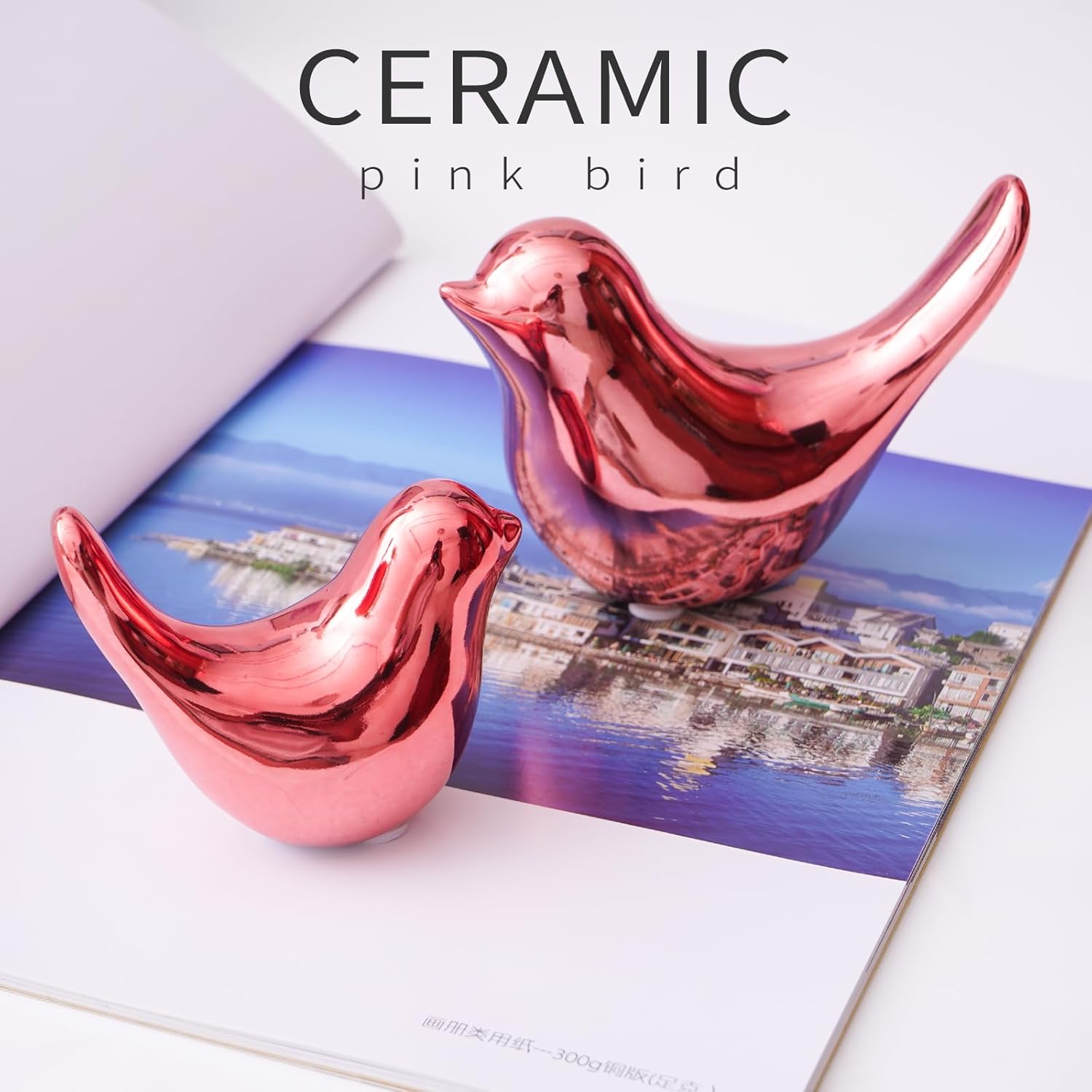Notakia 2Pcs Small Pink Birds Statues Home Decor