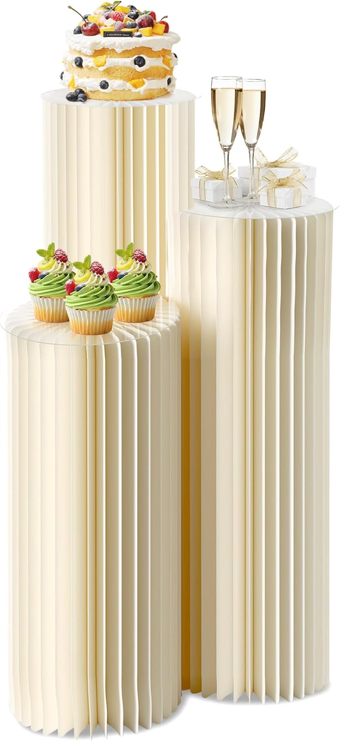 3 Pack Cylinder Pedestal Stands for Party Decor