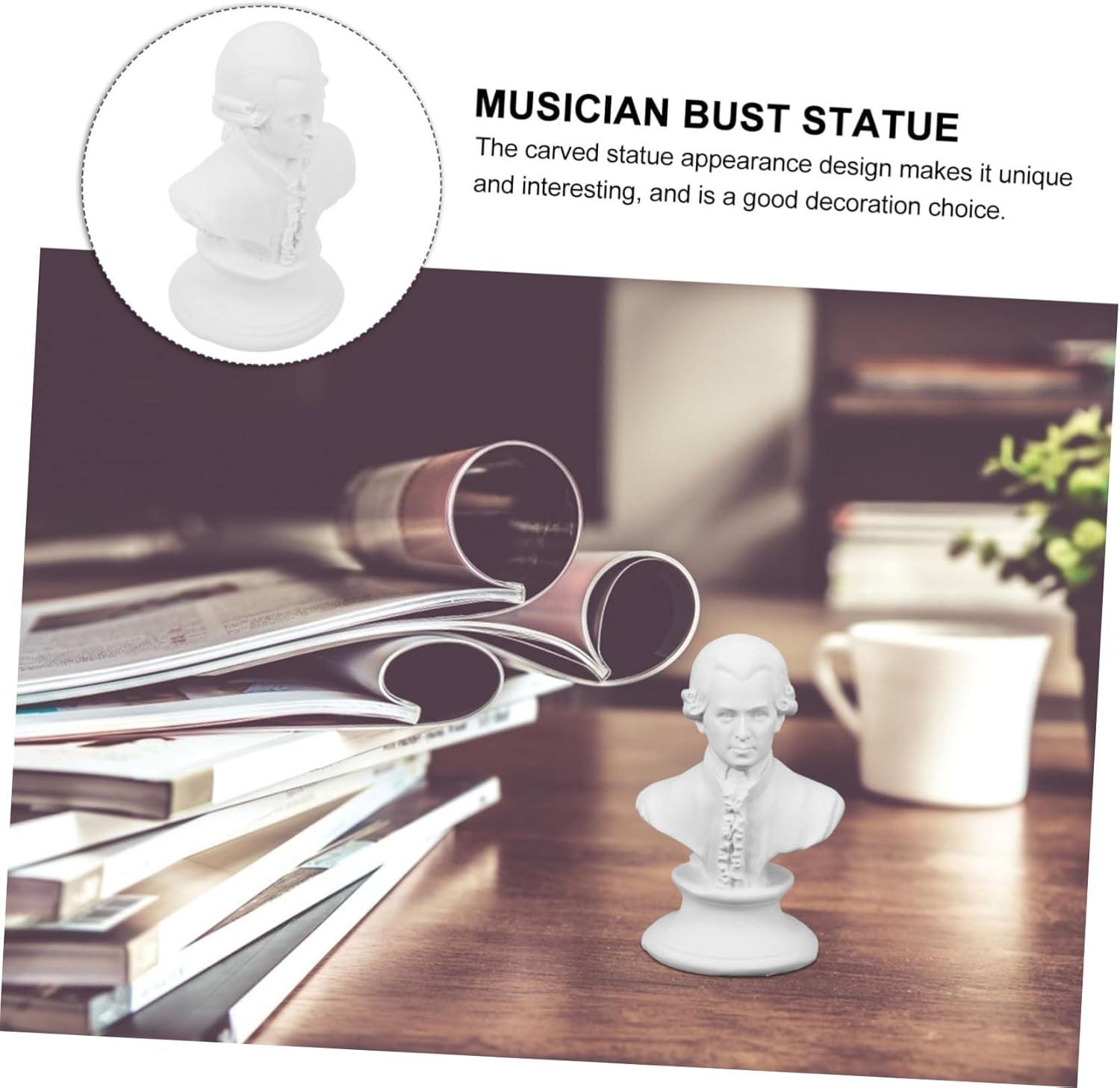 4pcs Mini Musician Bust Sculptures Resin Decor Desktop Statue