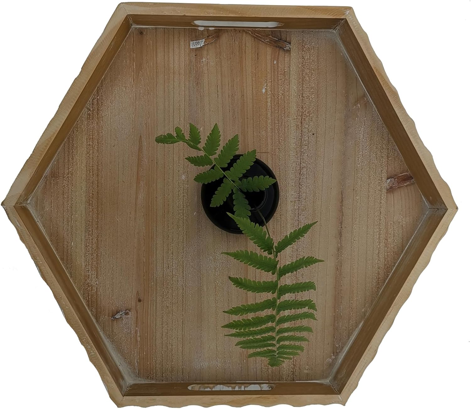 Farmhouse Wood Decorative Tray with Carving