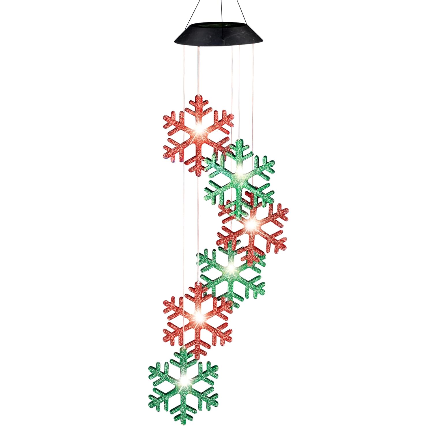 Collections Etc Solar Powered Holiday Snowflake Garden Mobile 1