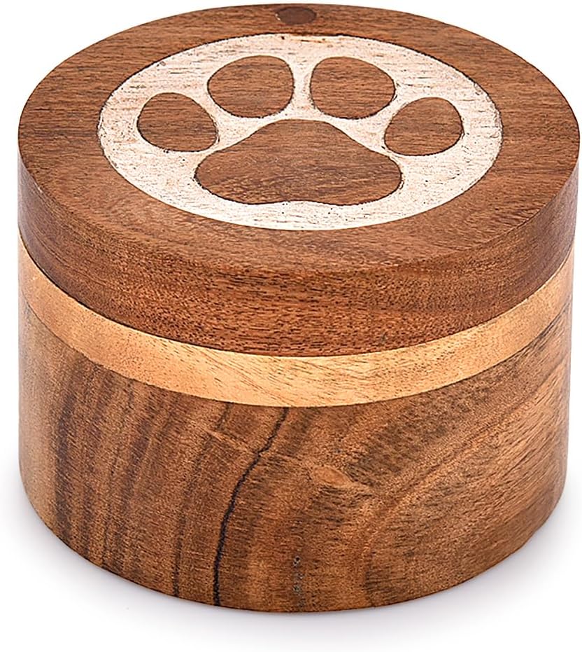 Mahasu Decorative Urn Acacia Wood Dog Keepsake Box