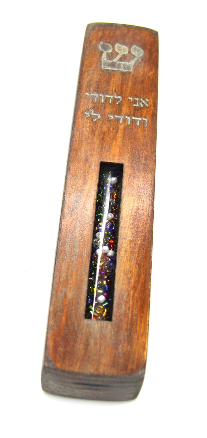 Rustic Wooden Walnut Wedding Mezuzah Decorative Sign