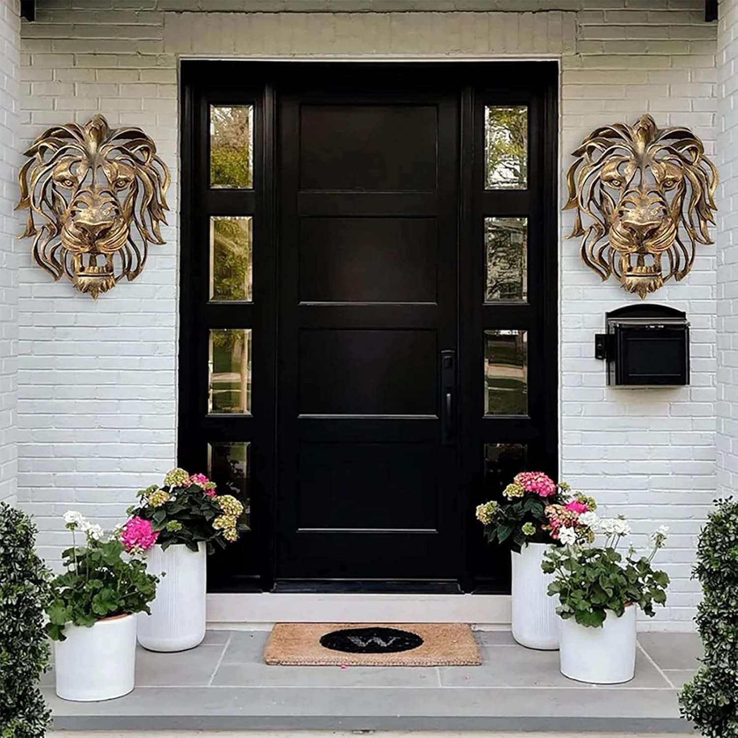 LEVDRO Gold Lion Head Wall Sculpture 2Pcs